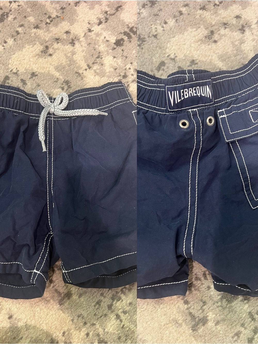Vilebrequin Navy Blue Boys Swim Shorts with White Stitching 4 years bathing suit